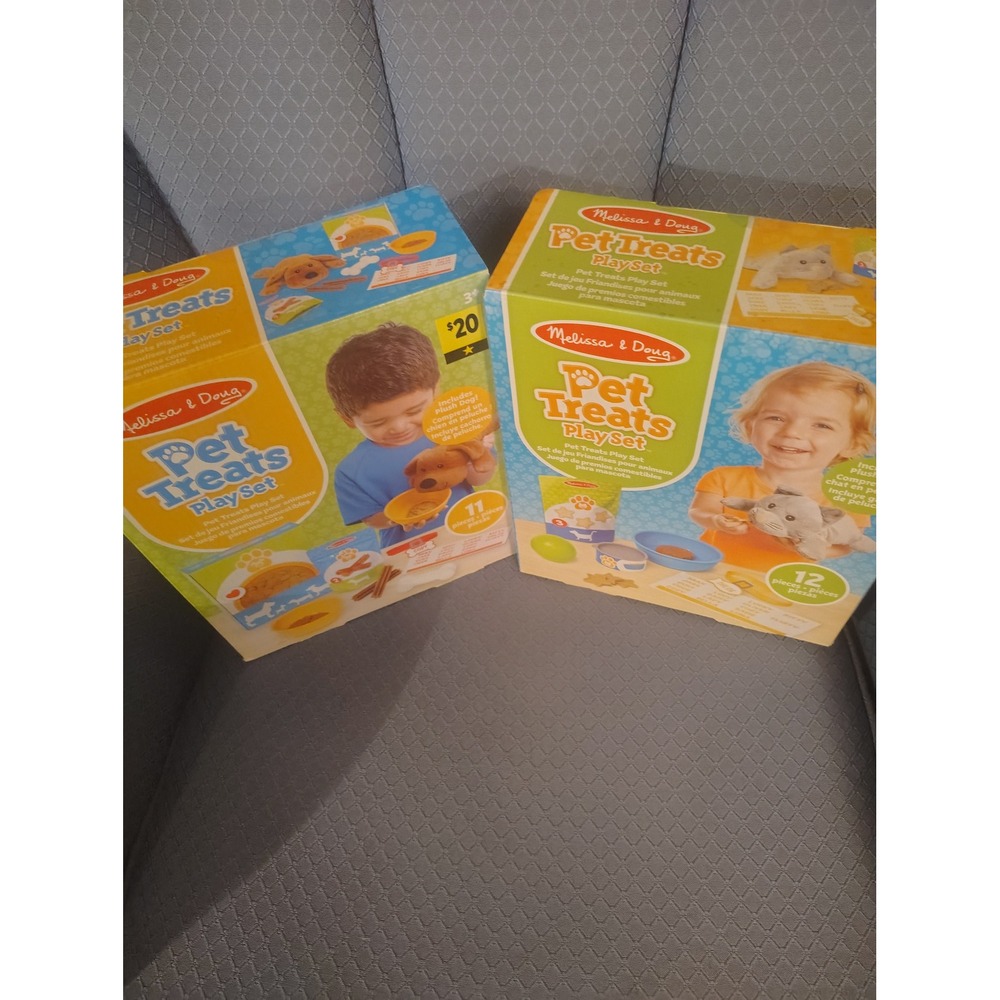 Melissa & Doug Pet Treats Play Set Bundle Dog and Cat Plush Pretend Play 2 Pack